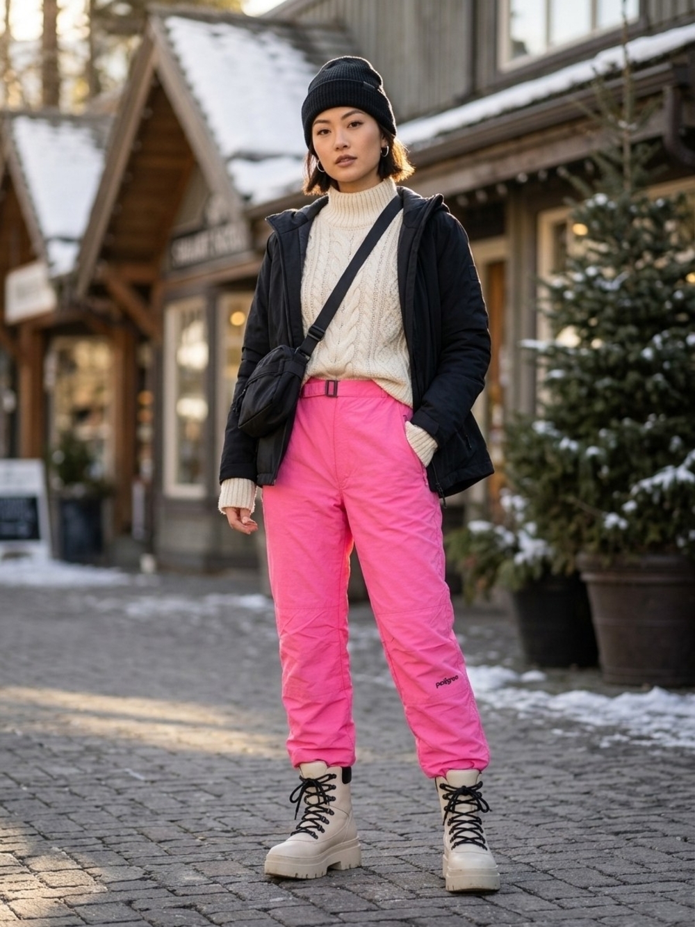 Vintage 80s Pedigree Neon Pink Ski Snow Pants Gorpcore Barbiecore Streetwear